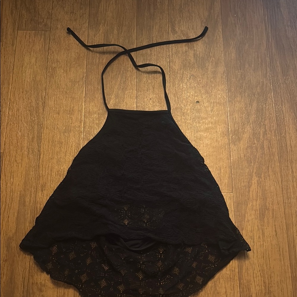 Black Lace Halter Top